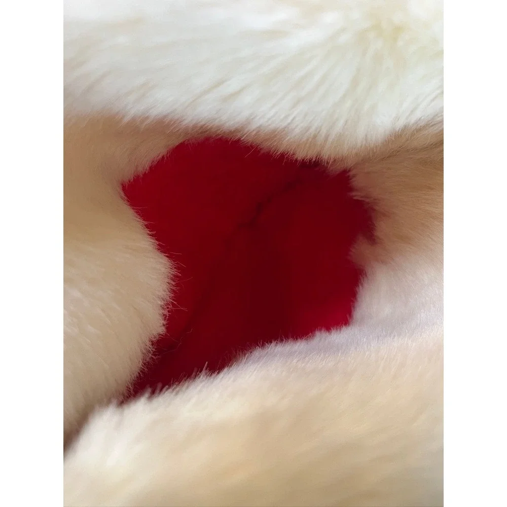 Santa Claus Hat Red White Plush Faux Fur Holiday Long 59
